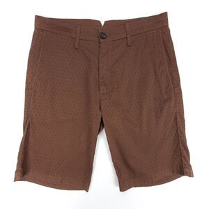 ELEVENTY Jacquard 10" Woven Cotton Tailored Chino Shorts Mens 30 Chocolate Brown